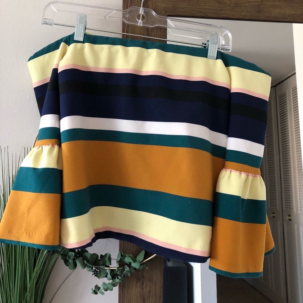 Zara Off the Shoulder Striped Blouse